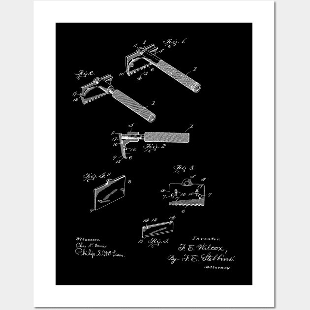 Safety Razor Vintage Patent Hand Drawing Wall Art by TheYoungDesigns